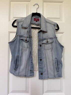 Lucky brand Size Extra Large (XL) Distressed Denim Vest with Eyelet Detail
